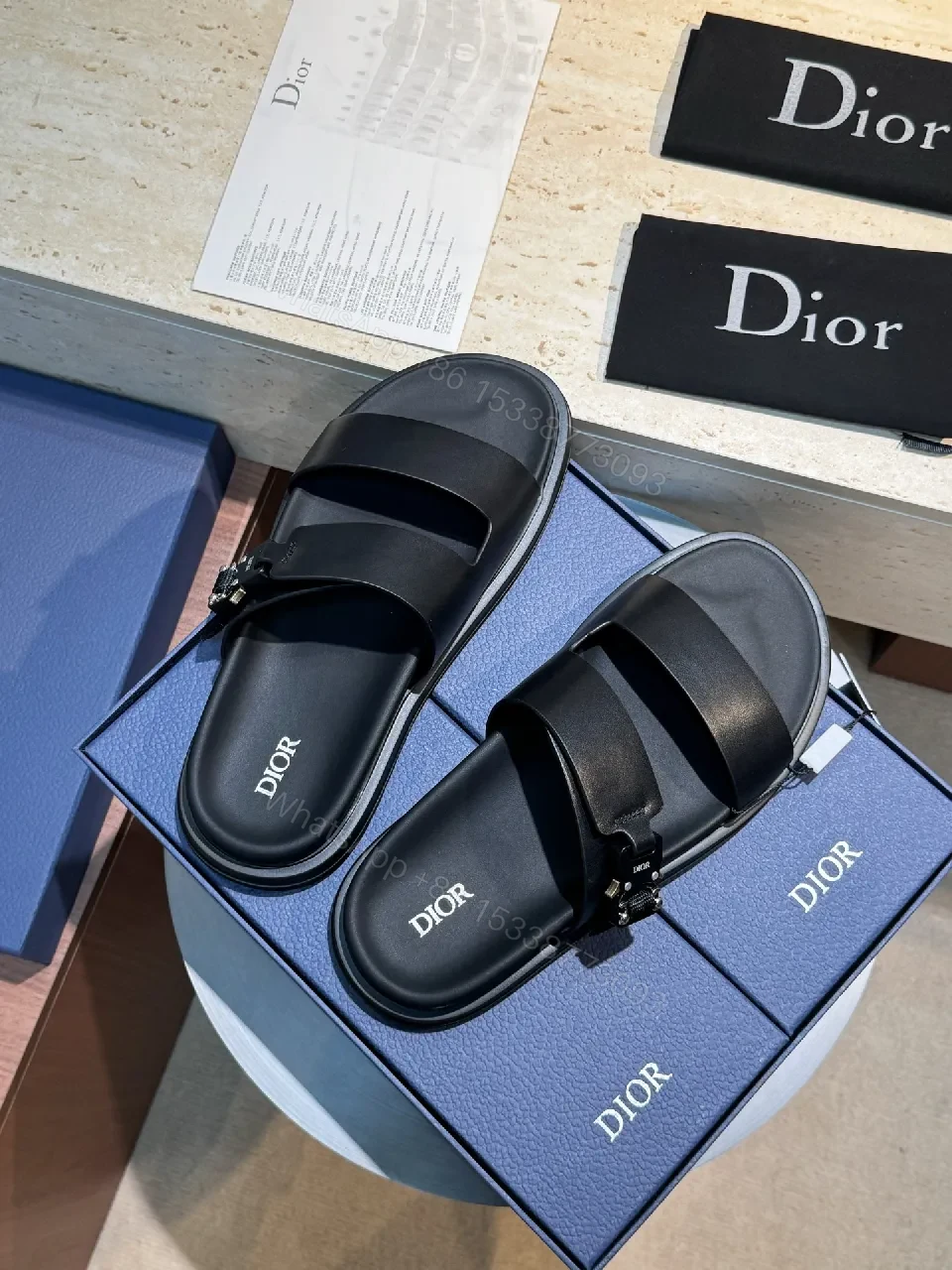 View 3 of Bold Minimalism Leather Sandals with Cushioned Footbed