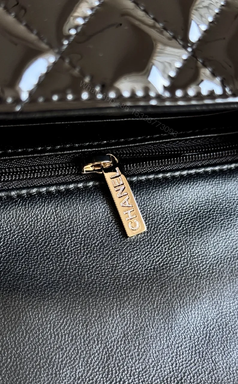 View 8 of Black Velvet Quilted Bag - Chanel-Inspired Flap Handbag