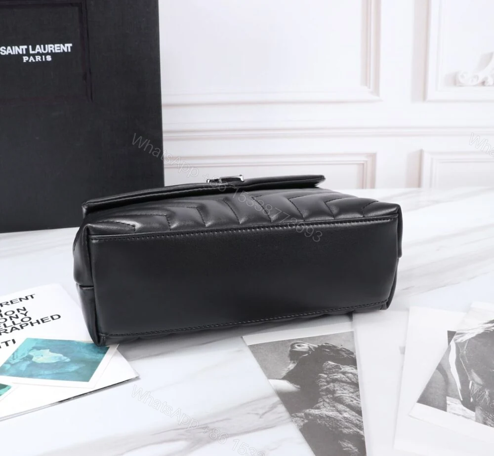 View 5 of Saint Laurent Loulou Small Chain Bag In Matelassé Y Black Noir 23Cm 494699DV7281000