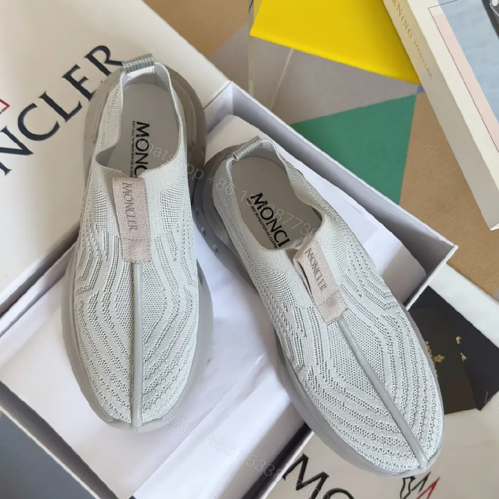 View 3 of White Knit Slip-Ons: Elevated Street-Sleek Comfort sneakers