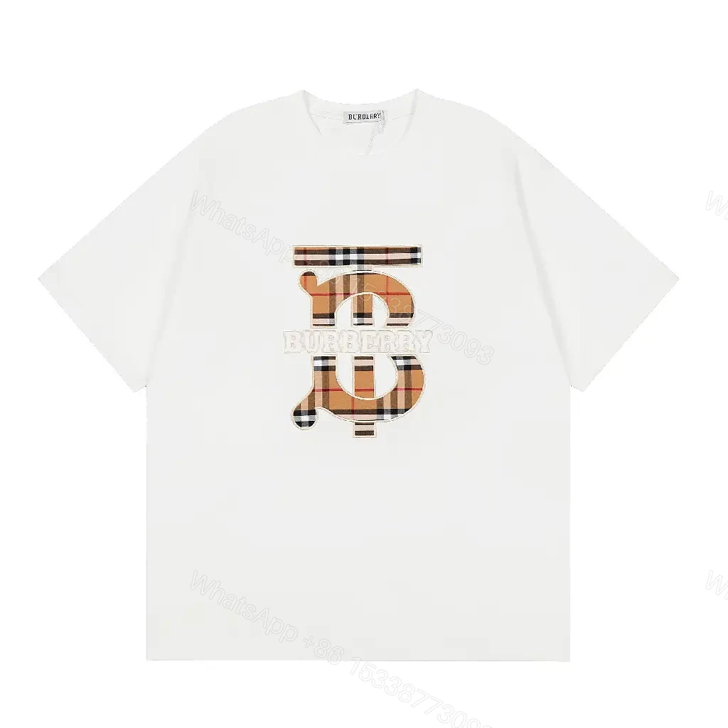 View 6 of White Plaid Logo Graphic Tee, Premium Cotton, Casual Luxe