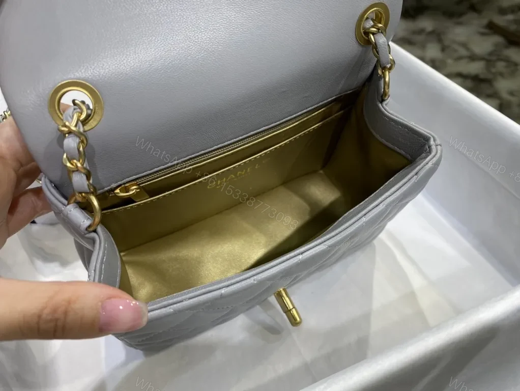 View 5 of Soft Gray Quilted Chain Bag: Luxe Everyday Accessory