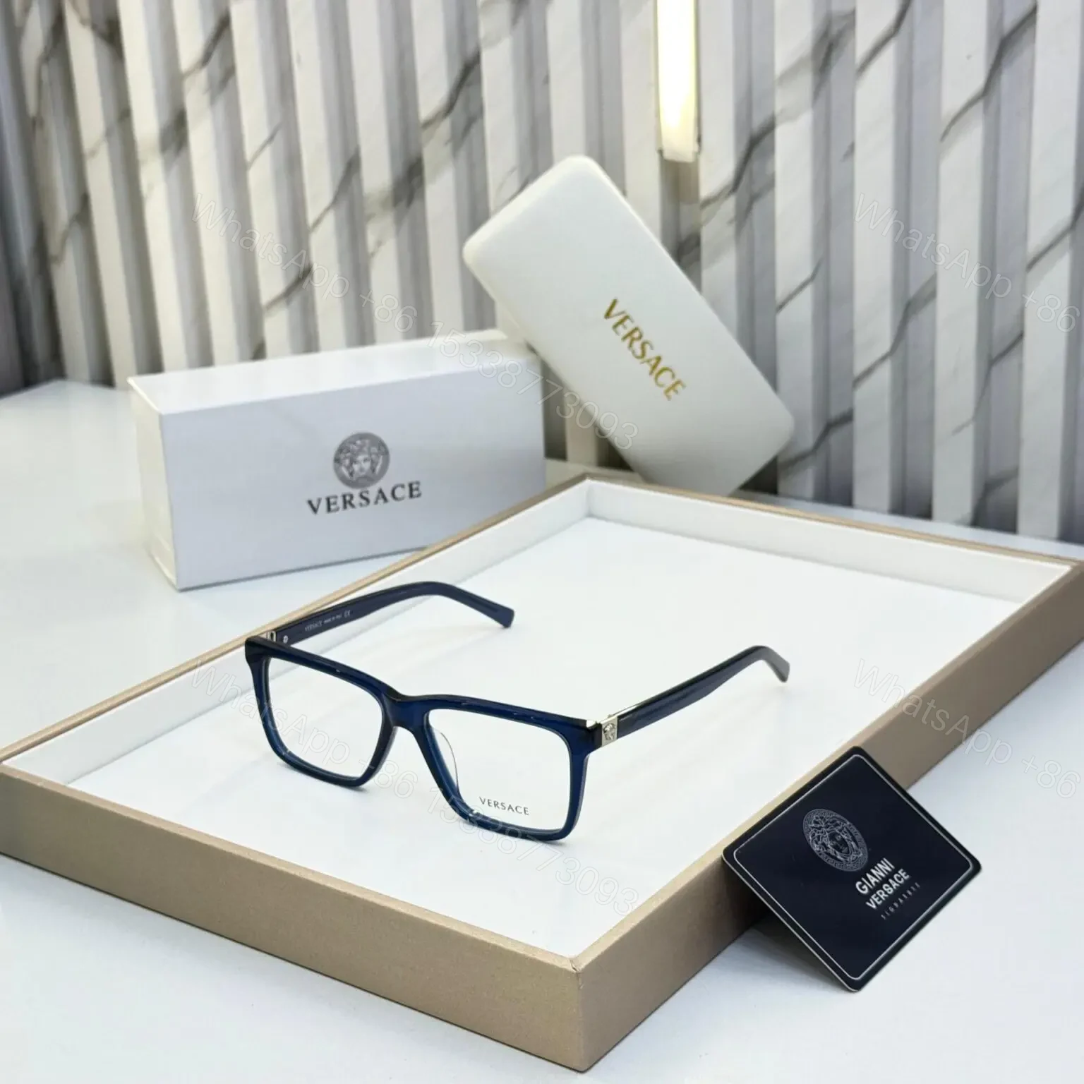 Versace Square Black Eyeglasses – One Size – UV Protection — view 1