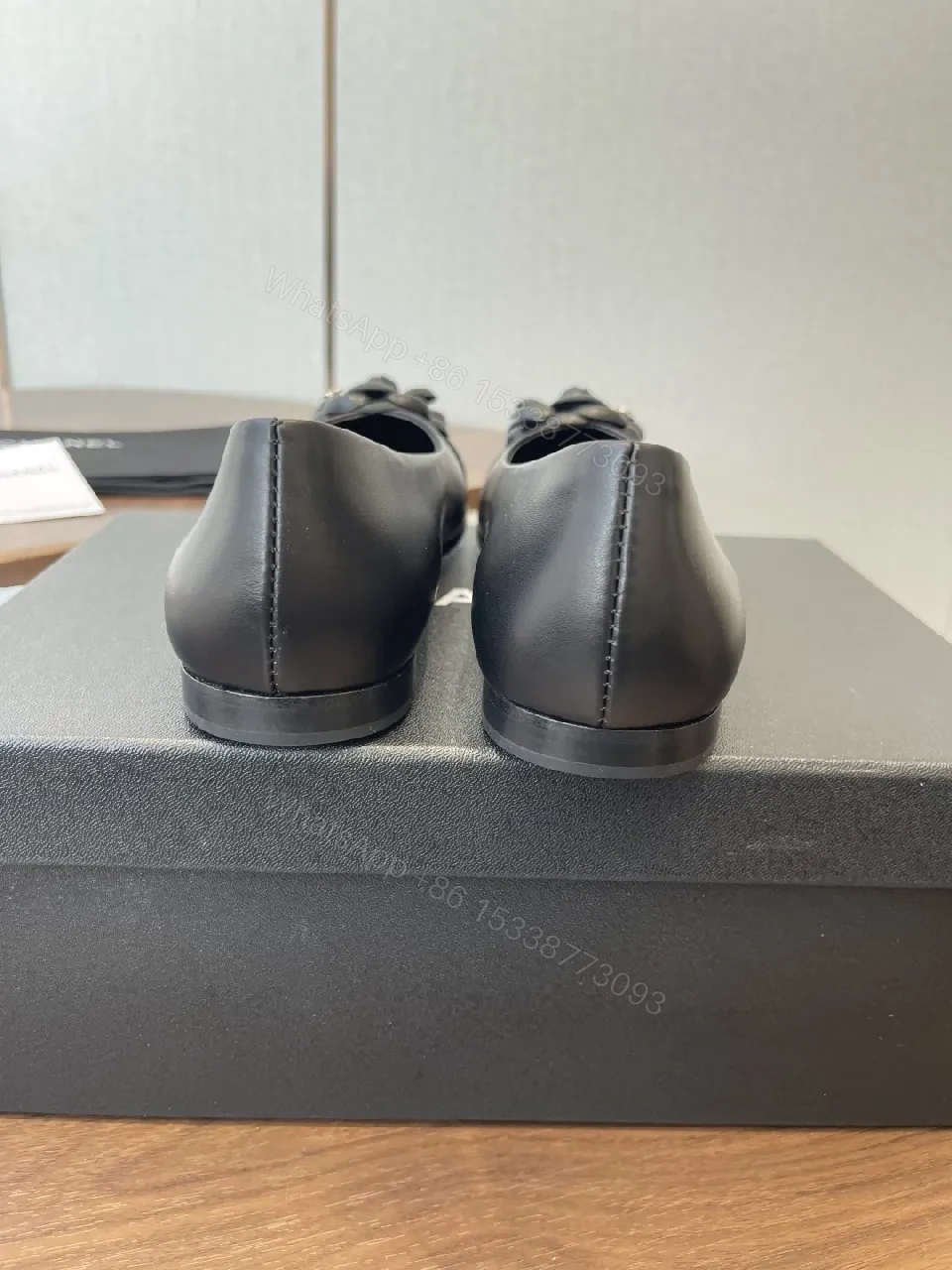 View 5 of Black Leather Ballet Flats + Signature Flower Ornament + Classic + All-Day Comfort + Flats
