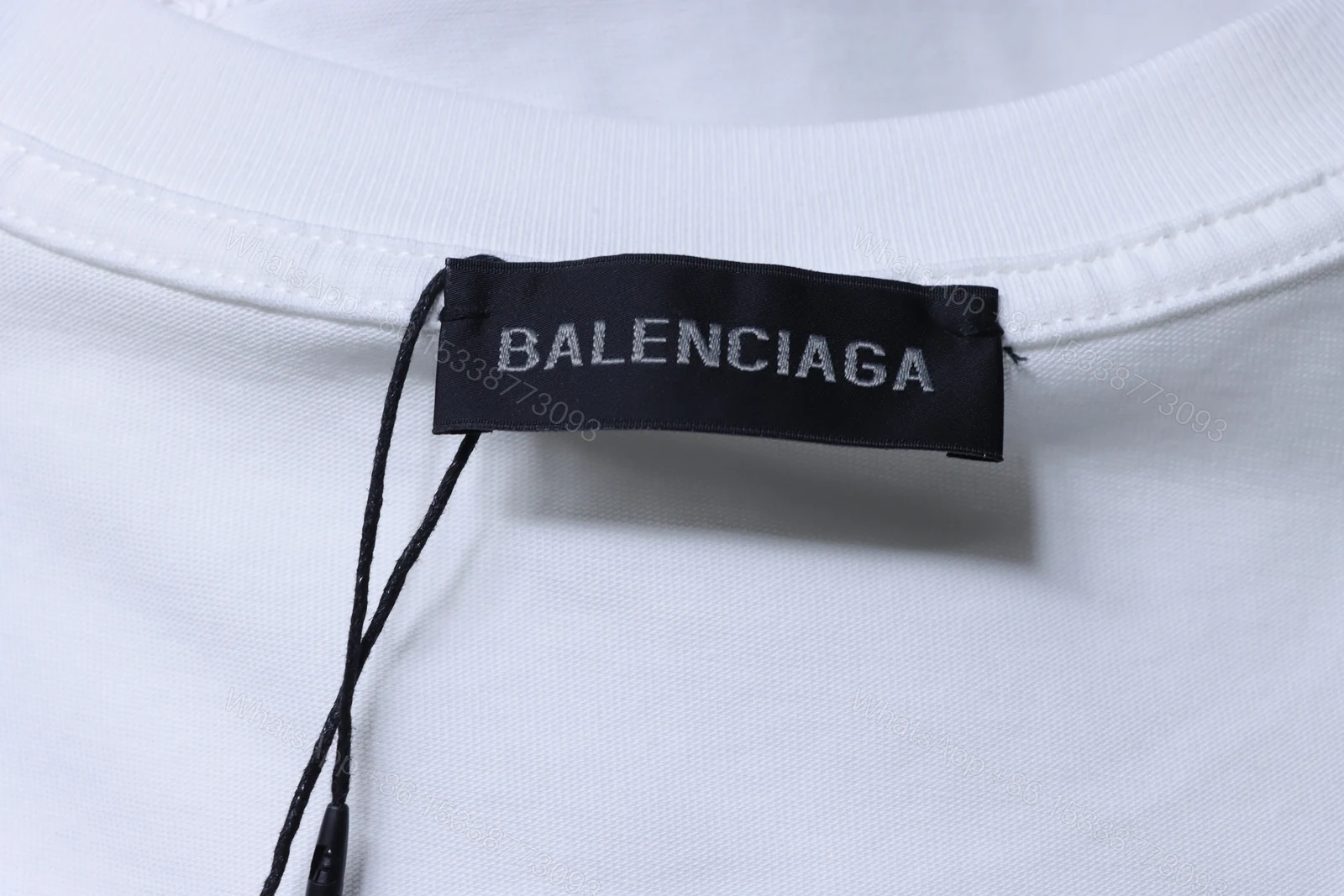 View 7 of Balenciaga Clothes Paris Beach Nightscape Eiffel Tower Print Short-Sleeve T-Shirt white