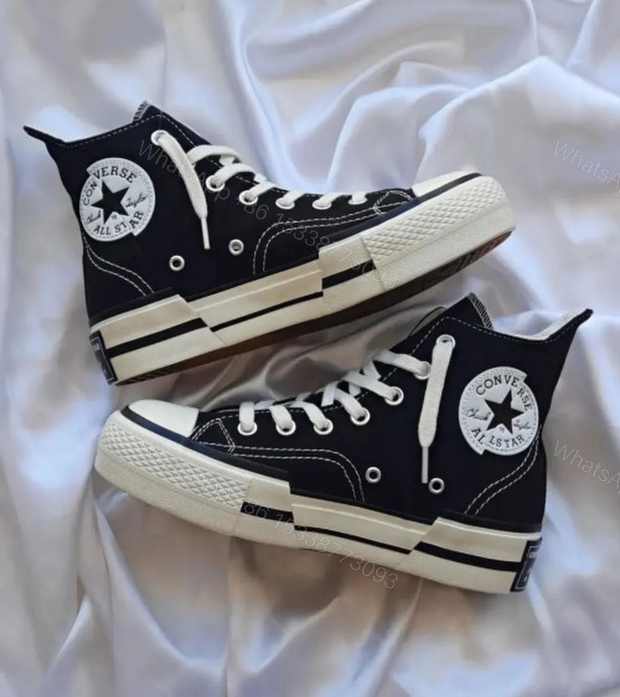 View 3 of FIRST COPY CONVERSE CHUCK MID PLUS BLACK WHITE FOR MEN
