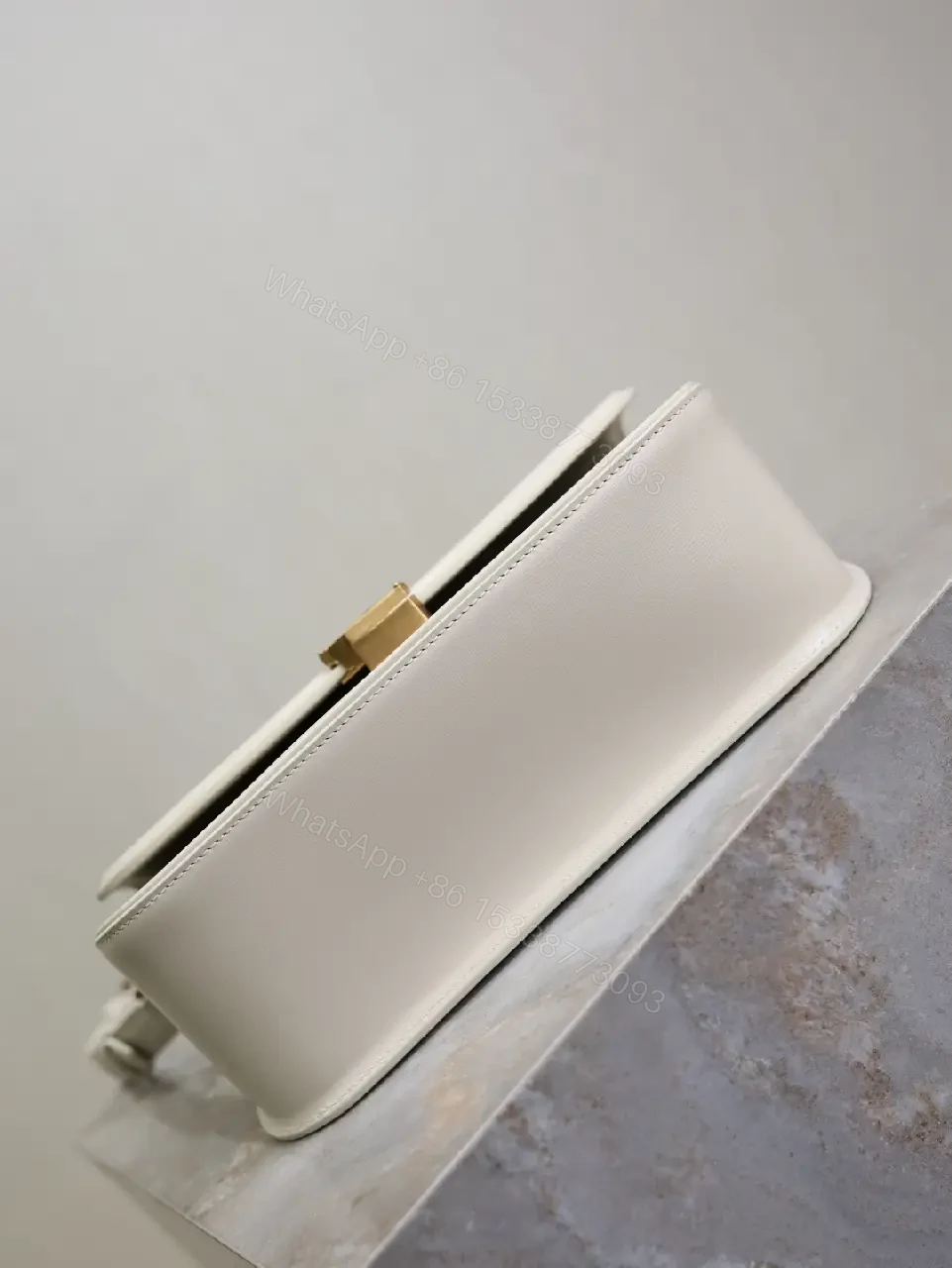 View 3 of Ivory Leather Crossbody — Gold-Accent, Compact, Everyday Ease