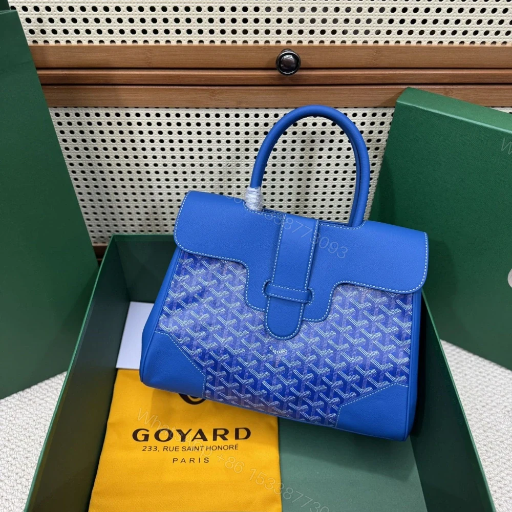 View 3 of 高仿Goyard*SAIGOC9手提托特包雙拼藍色大號免檢版