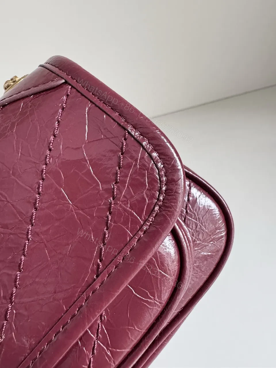 View 9 of Rich Purple Textured Leather Camera Bag with Gold Hardware