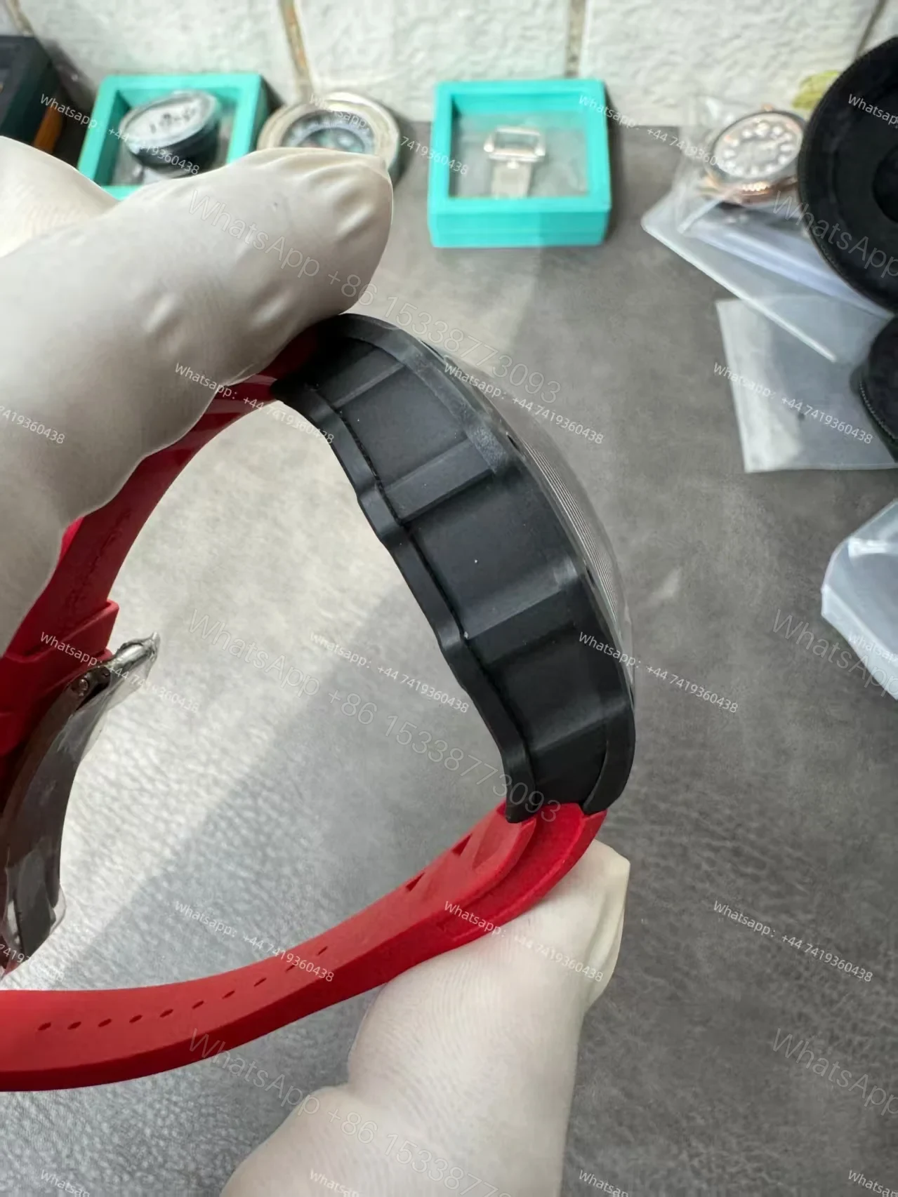View 14 of Super Clone Richard Mille RM 35-01 Carbon TPT Skeleton Red Rubber Strap 1:1 Replica Watch