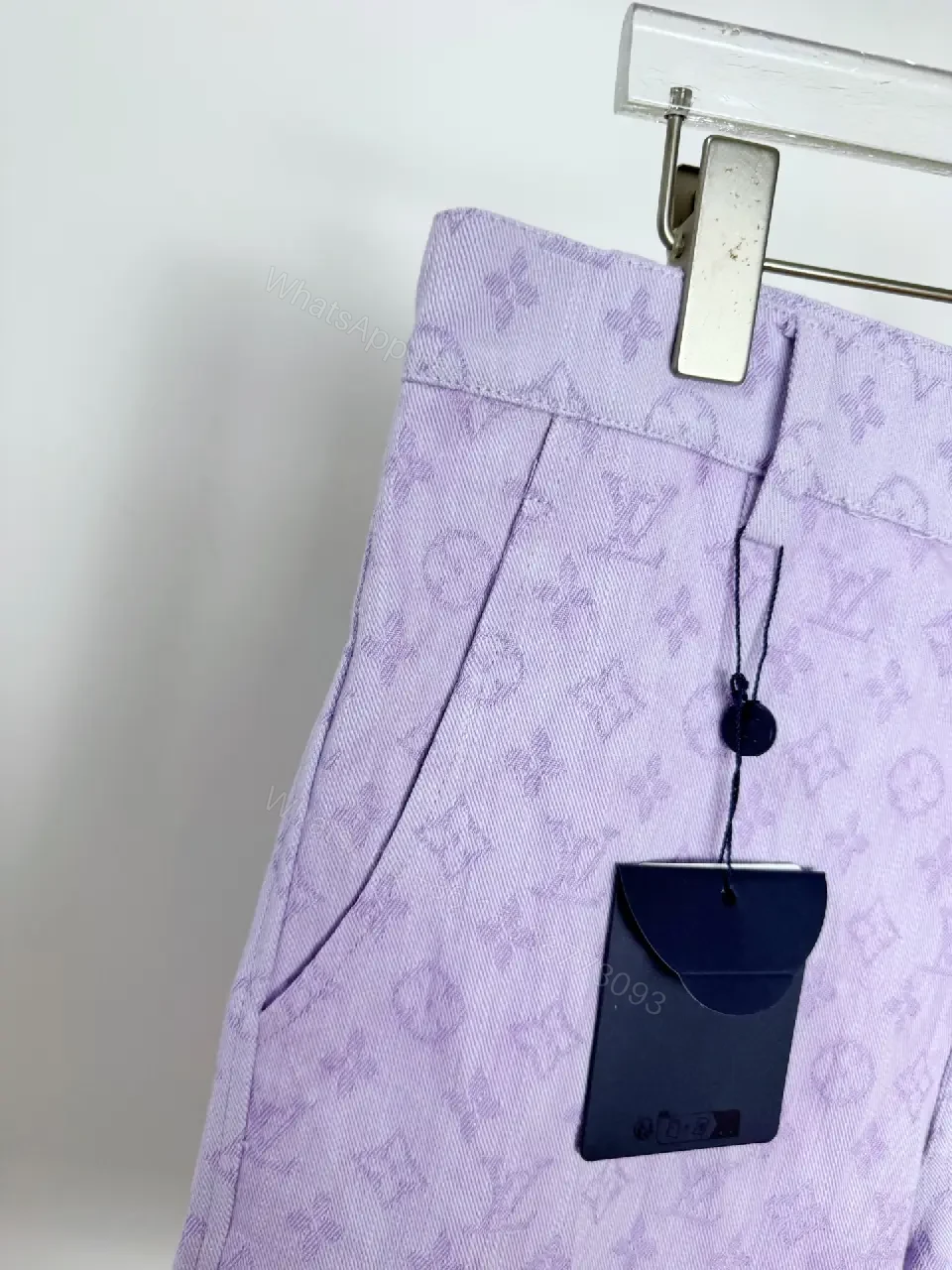 View 11 of Lavender Leather-Patterned Bermuda Shorts with Star Embellishments