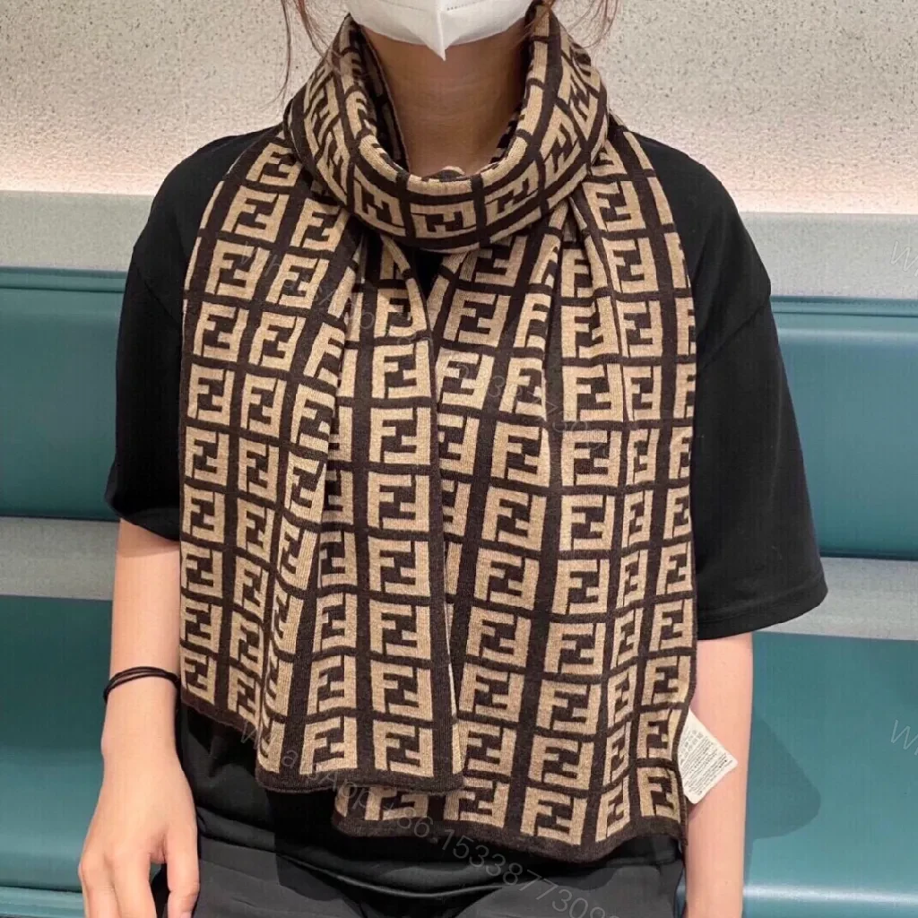 View 5 of Bold Fleece Knit Scarves: Luxe Camel-Espresso Wrap