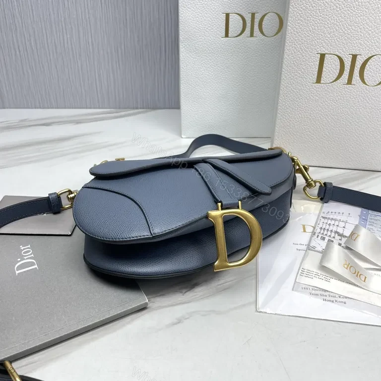 View 8 of Navy Leather Crossbody: Structured, Dior-Inspired Luxury Bag