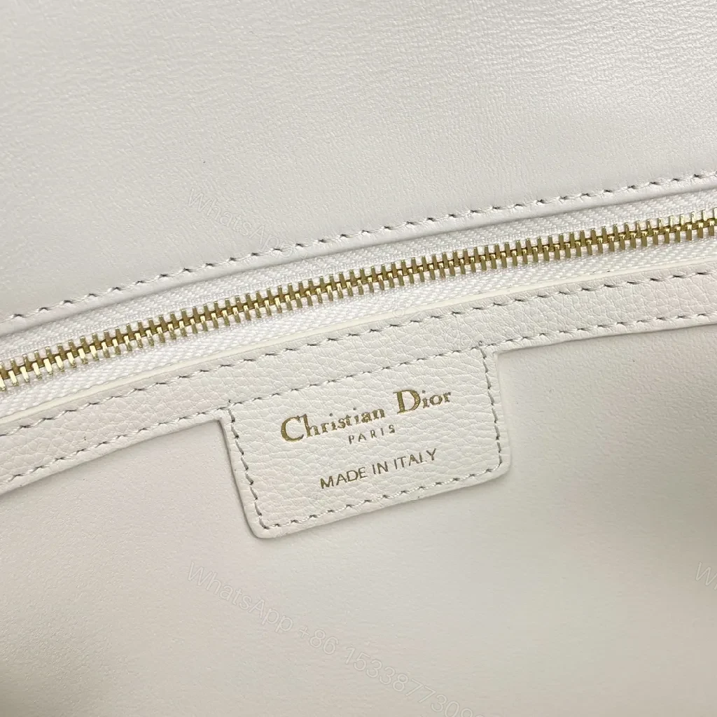 View 8 of Ivory Quilted Leather Shoulder Bag with Gold Hardware