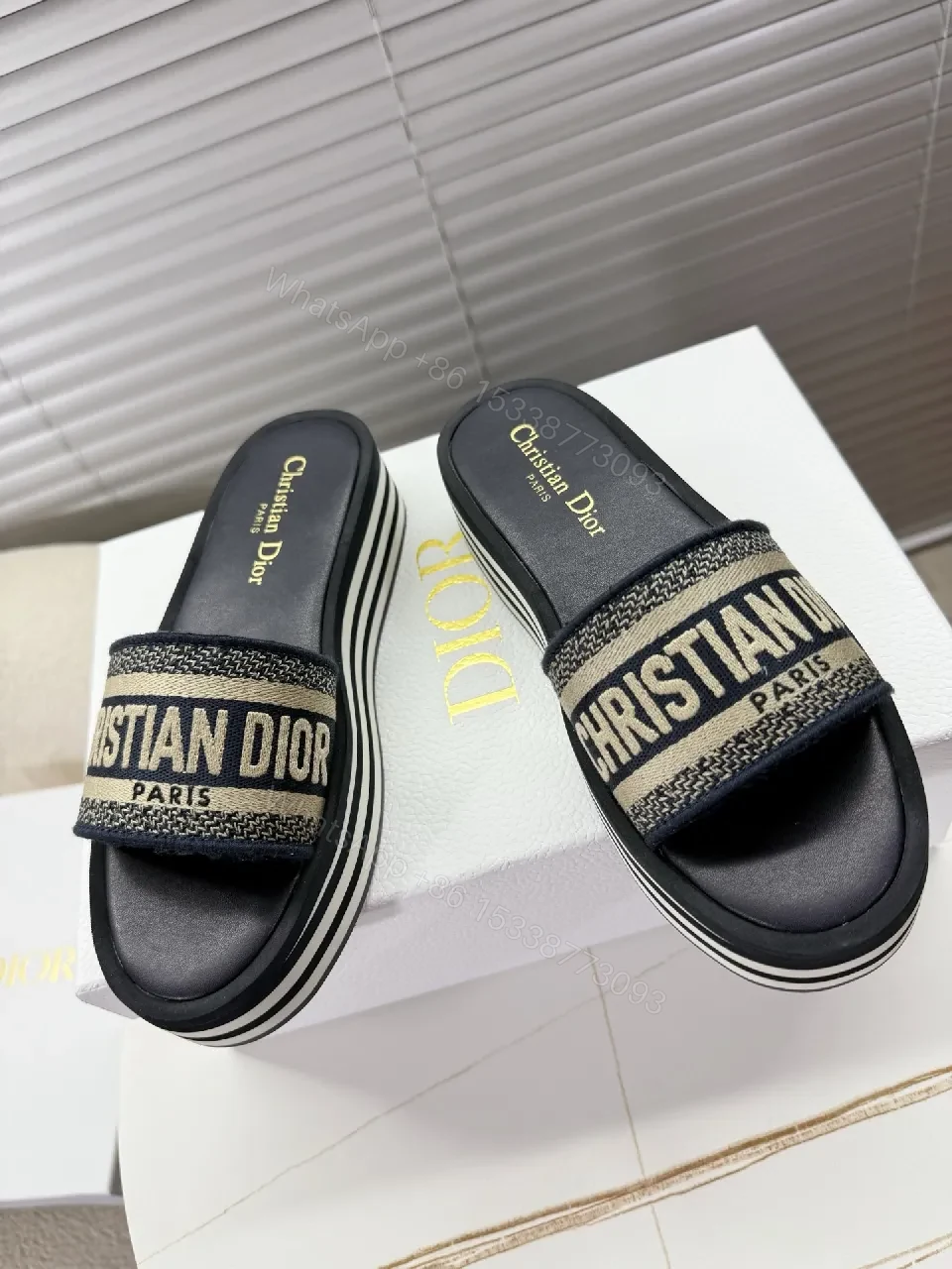 View 2 of Bold Logo Stripes Slip-On Sandals: Elevated Comfort
