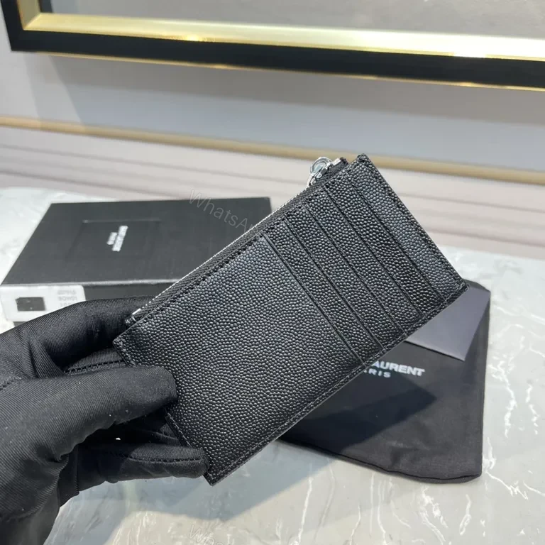 View 9 of Quilted Leather Cardholder: Signature YSL Elegance
