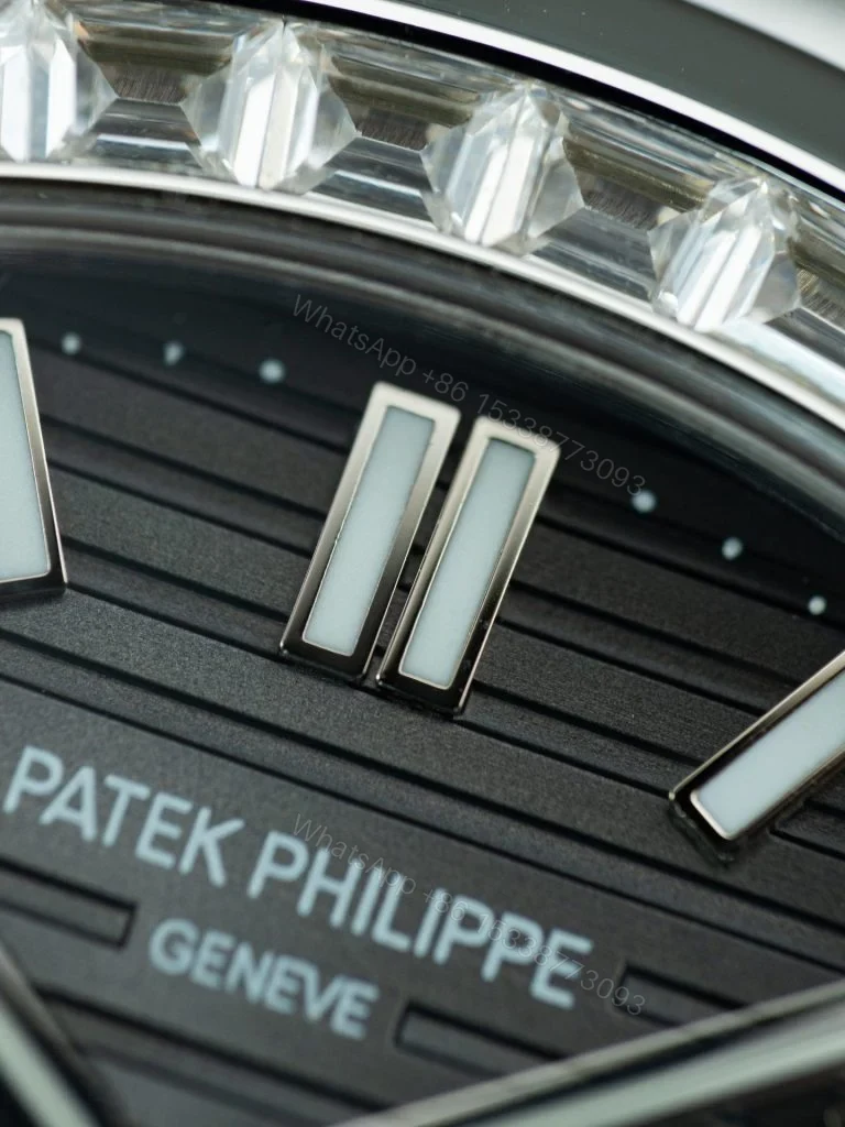 View 8 of Replica Patek Philippe Nautilus Grey Dial Leather Strap 40mm