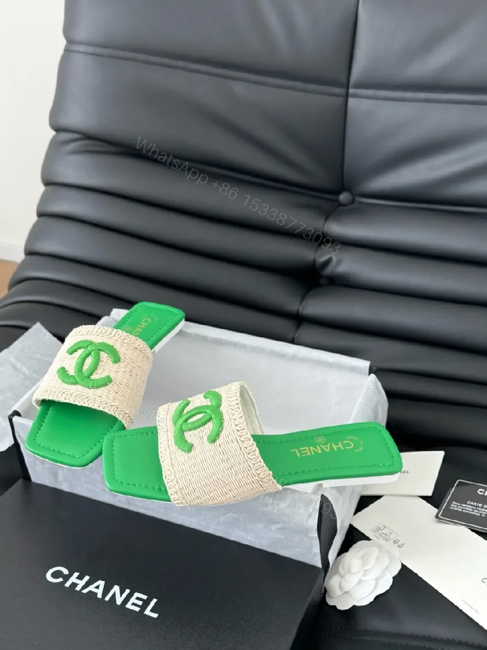 View 7 of Neon Green Woven Sandals – Statement Comfort Slide