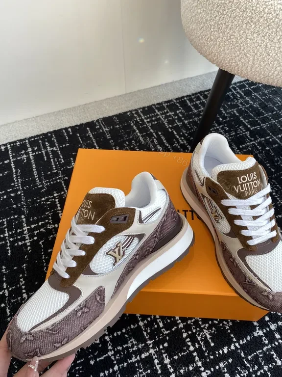 View 2 of Brown Monogram-Trim LV-Style High-Tops for All-Day Comfort