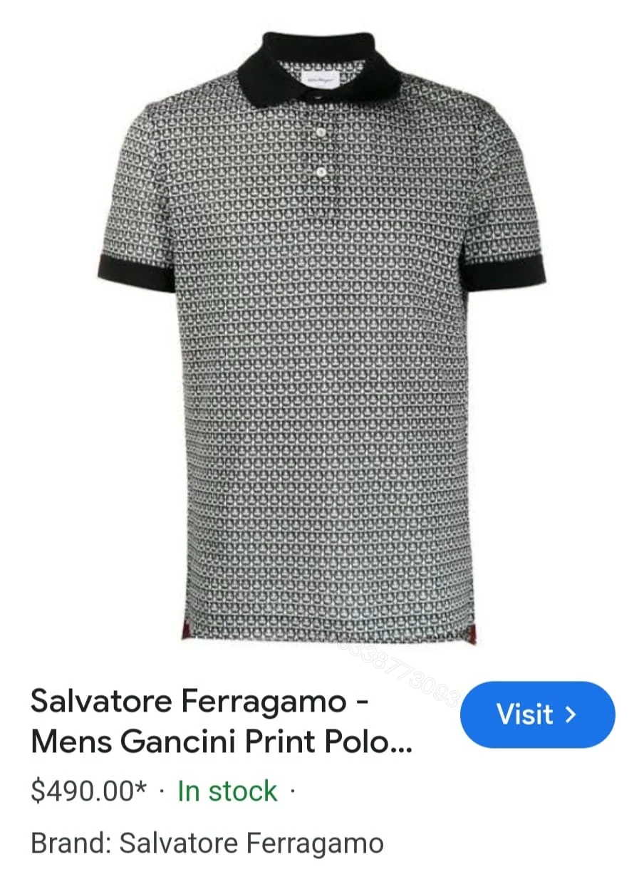 View 8 of First Copy Ferragamo Premium Lycra Polo T-Shirt for Men — 7A Quality Replica