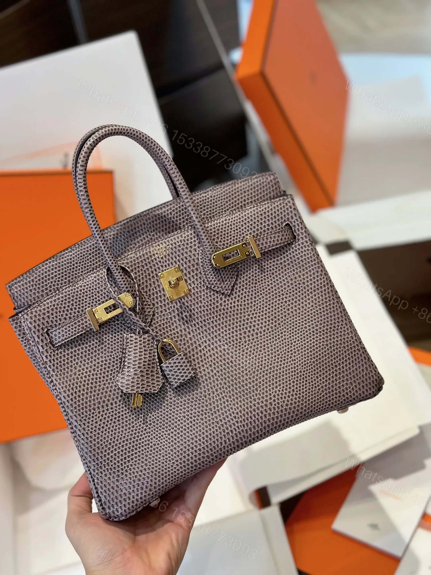 View 6 of HN 25 Tris Fonce Genuine Lizard Leather Palladium Hardware