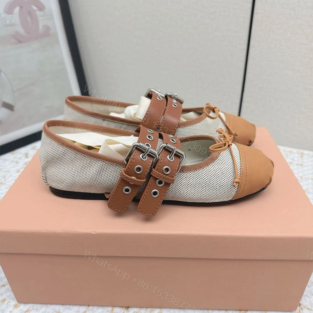 View 2 of MIUMIU Canvas and leather ballerinas 360811