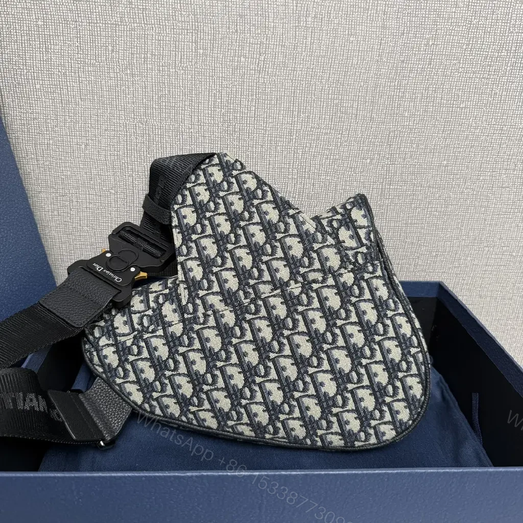 View 9 of Compact Luxury Messenger Bag: Dior-Inspired Pattern, Crossbody Style