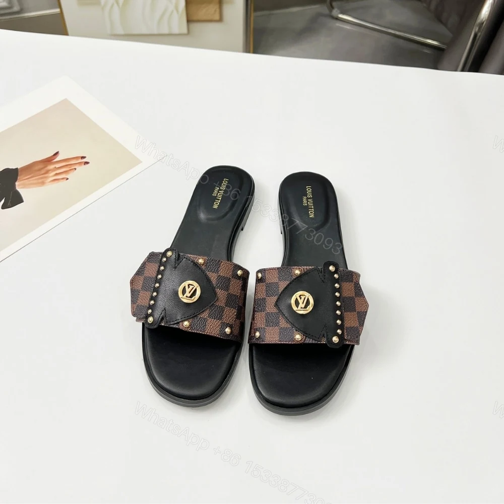 View 4 of LOUIS VUITTON LV FRAME FLAT MULE CACAO BROWN 1AHLR3
