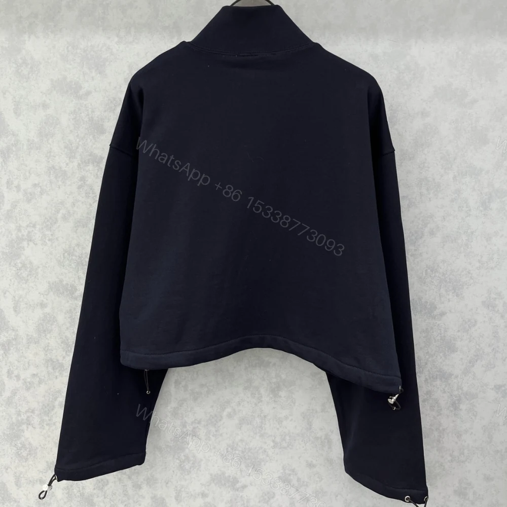 View 3 of Miumiu Zippered Fleece Jacket Navy