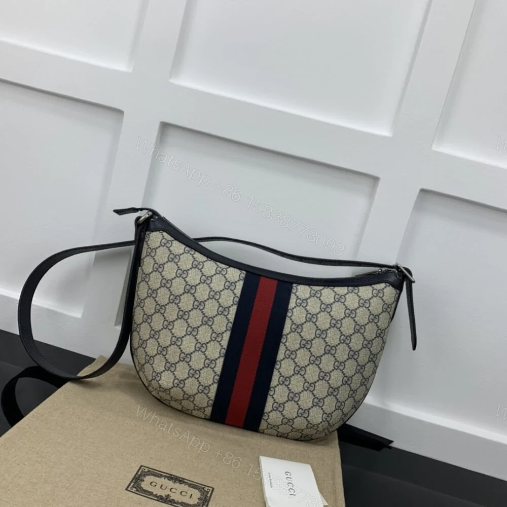 View 4 of Gucci Ophidia GG Small Shoulder Bag Navy Blue 30Cm