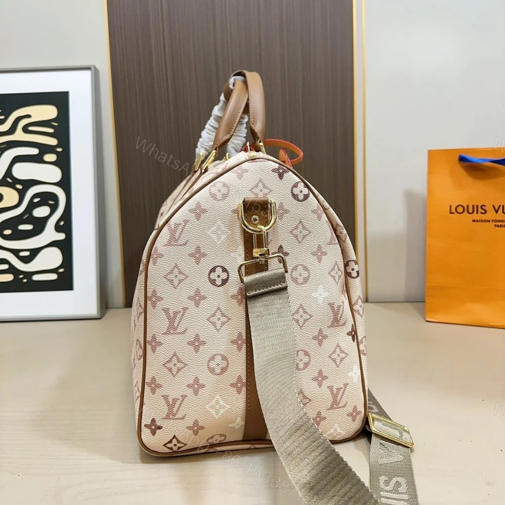 View 4 of Louis Vuitton Keepall Bandoulière 50 Monogram Beige 50Cm