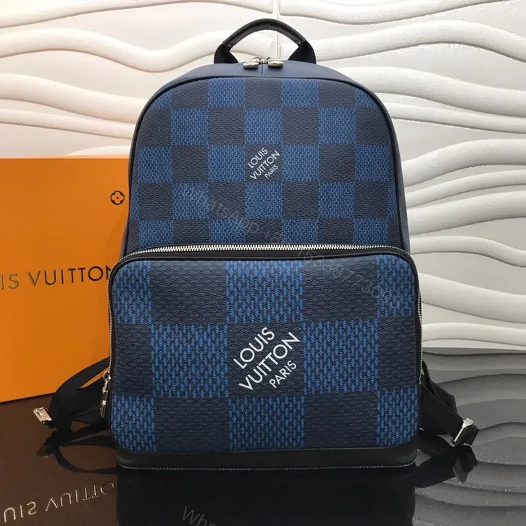 Blue-Checkered Luxe Backpack: Structured, Everyday-Ready Organization — view 1