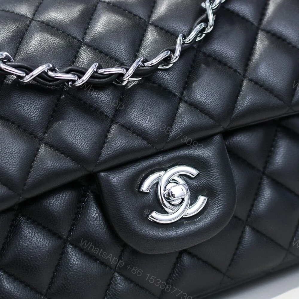 View 4 of Chanel Small Classic Flap Bag Black With Silver Hardware 25Cm