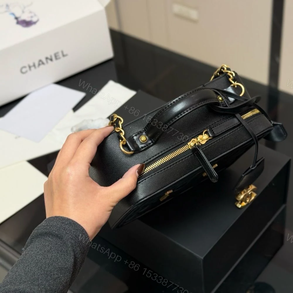 View 3 of Chanel CC Filigree Medium Vanity Case Black 21Cm