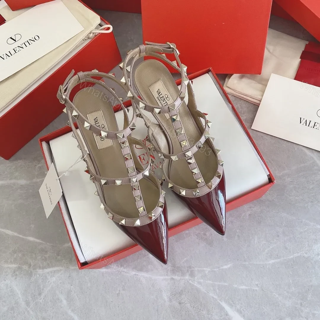 View 2 of Valentino Women Red Patent Leather Rockstud Flats