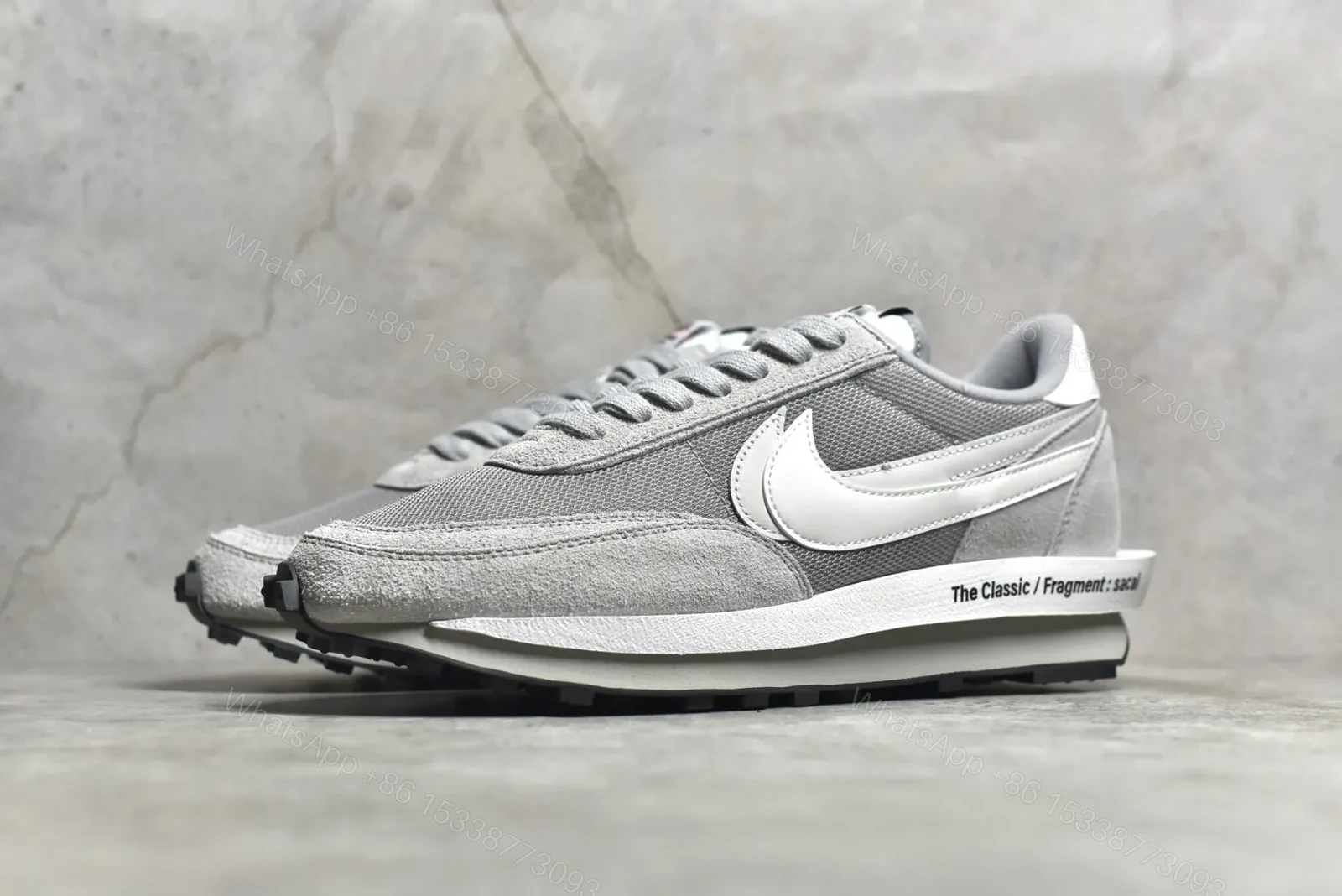 View 2 of Fragement × sacai × Nike LDWaffle “Light Smoke Grey” Reps