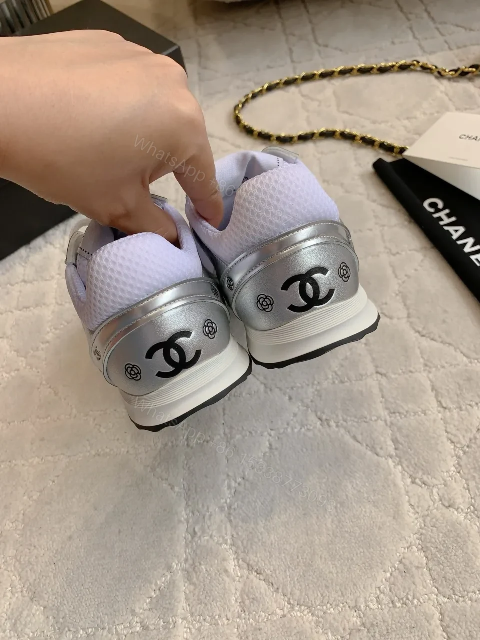 View 7 of Metallic Motion Mesh Sneakers: Modern Luxe Streetwear