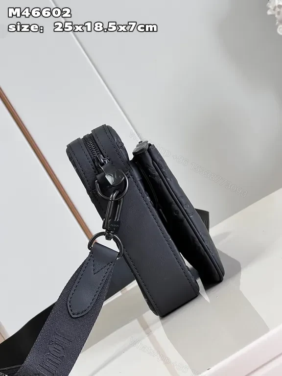 View 5 of Navy Calfskin Monogram Crossbody: Compact Luxury Carry