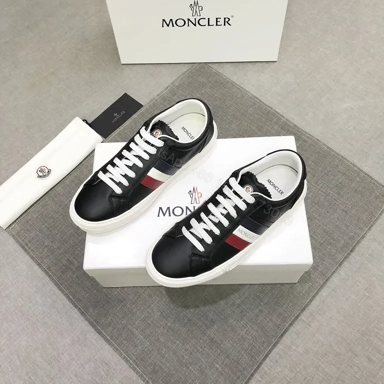 View 4 of Sleek Black + Leather + Color-Block Sneakers + All-Day Comfort + Sneaker