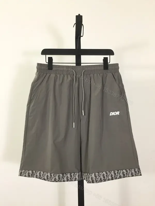 Gray Nylon Bermuda Shorts Dior Logo Clip Hem Trim — view 1