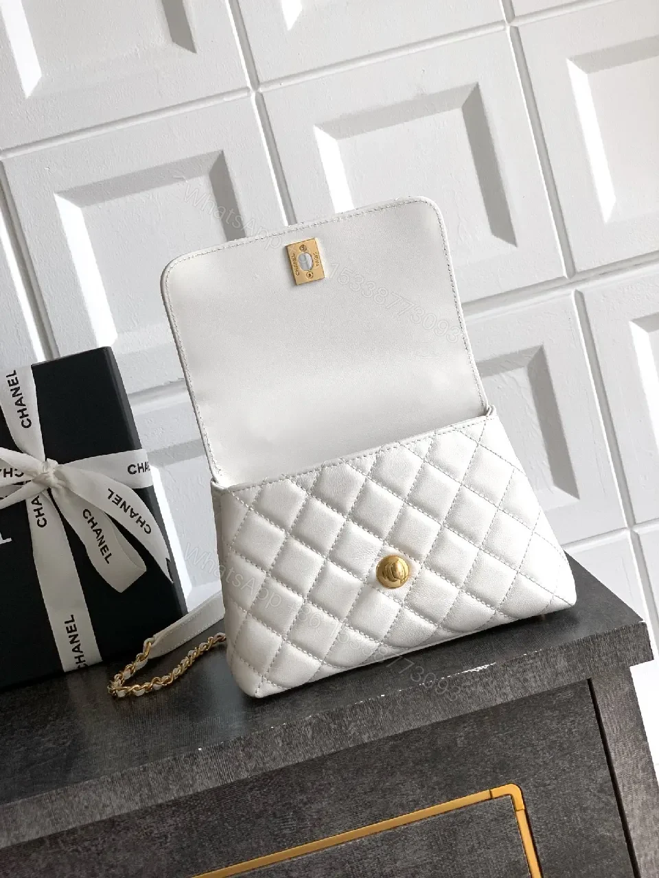 View 7 of Quilted White Lambskin Handbag: Effortless Luxury