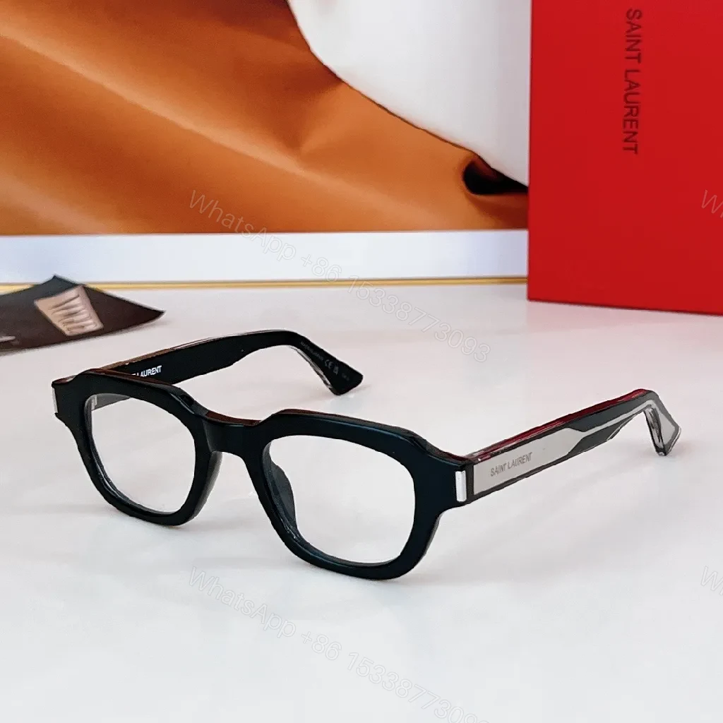View 9 of Taupe Transparent Frames with Luxe Saint Laurent Accent