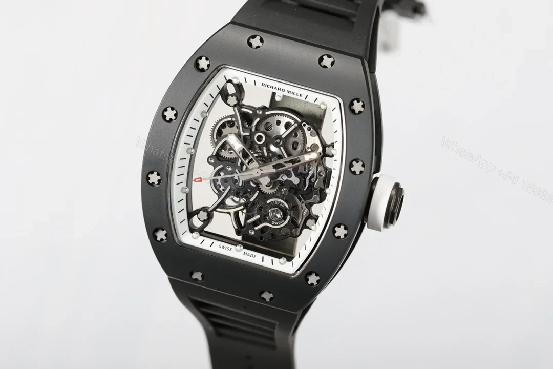 View 3 of Richard Mille RM055 White Ceramic ATZ Skeleton Mechanical Watch RM055-WC-S1-2100