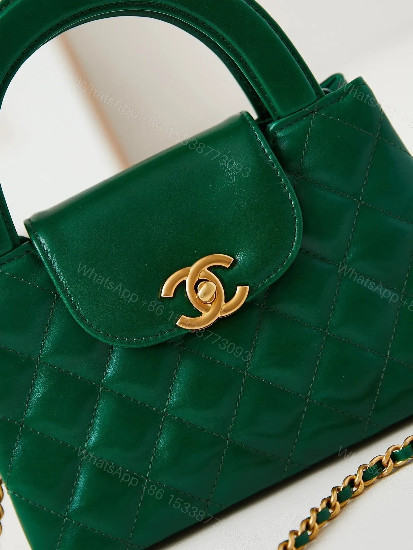 View 6 of CHANEL KELLY MINI 19 BAG IN GREEN FOREST CALFSKIN