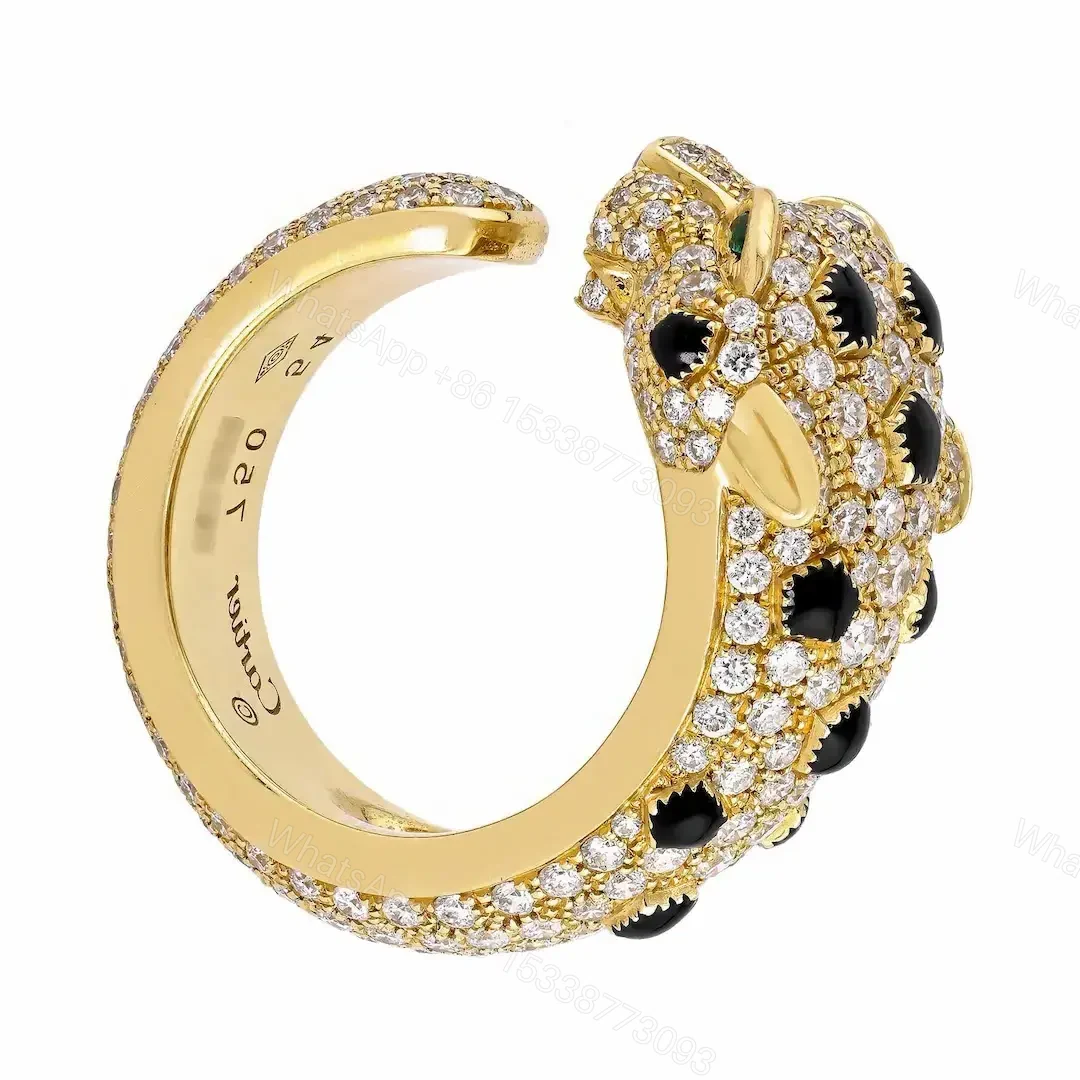 View 4 of 18k Gold Cartier Panthere Ring Pave Diamonds