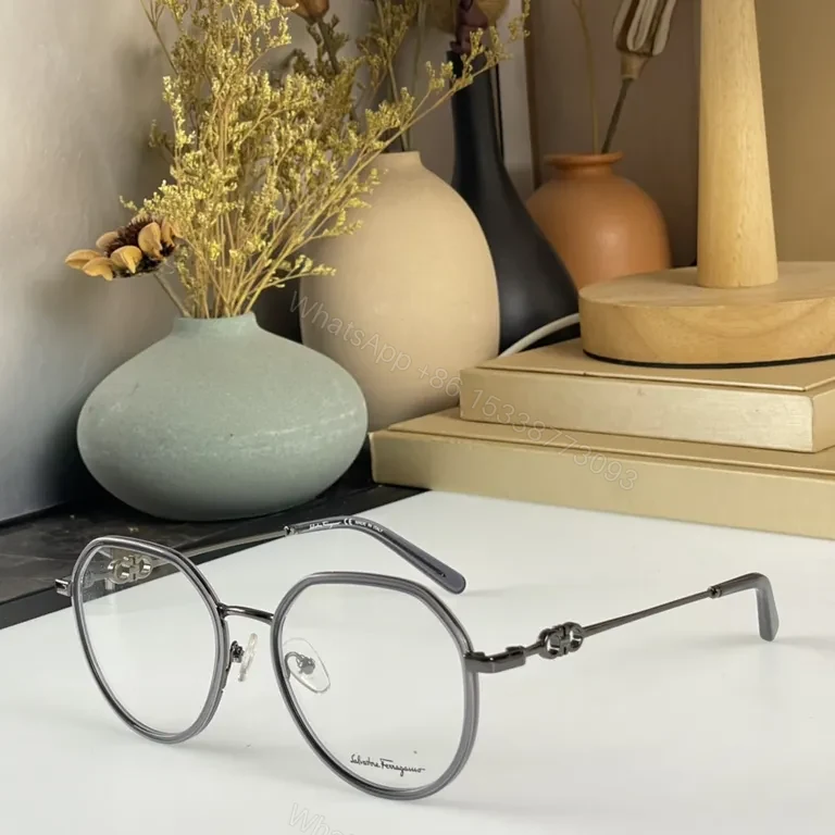 View 5 of Ferragamo Rose-Gold Round Frames with Gancini Details