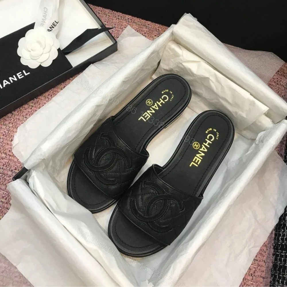 View 2 of Chanel Quilted CC Logo Mules Black