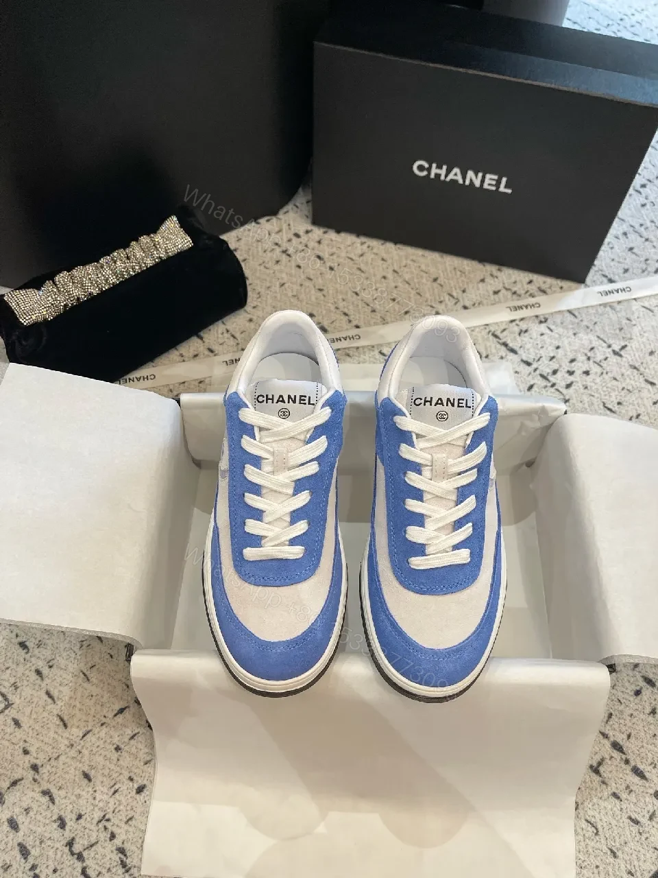 View 5 of Blue Suede & Textile Luxe Sneaker: Modern, Cushioned Comfort