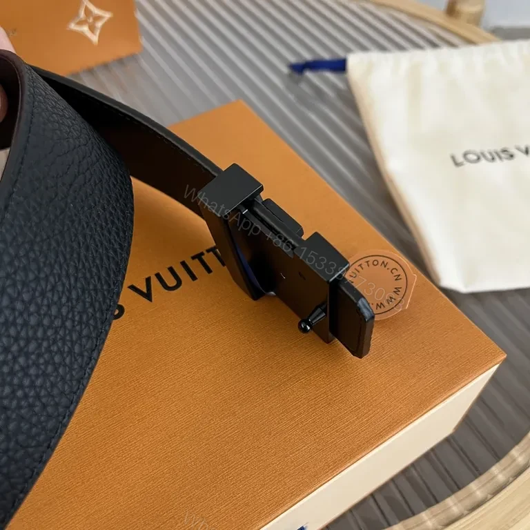 View 2 of Bold Mono Chic Leather Belt with LV Detailing (60 chars)
