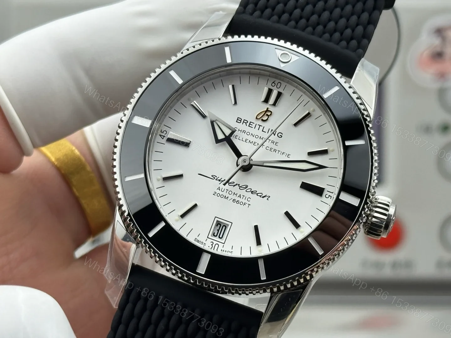 View 5 of Breitling Superocean Heritage Silver Rubber Replica 42MM Premium B20 Diver Edition AB201012